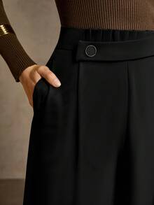 MOTF PREMIUM 压褶纽扣裤 - 黑色 - 查看 4