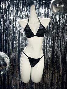 MidnightGlam Set de 2 sujetadores casuales sin tirantes y sin aros con decoración de rhinestones para mujer - Negro - Ver 6