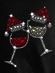 INAWLY Christmas Theme Graphic Print, High-Quality Pigment Dyed Holiday Pullover, Christmas Flower Round Neck Short Sleeve