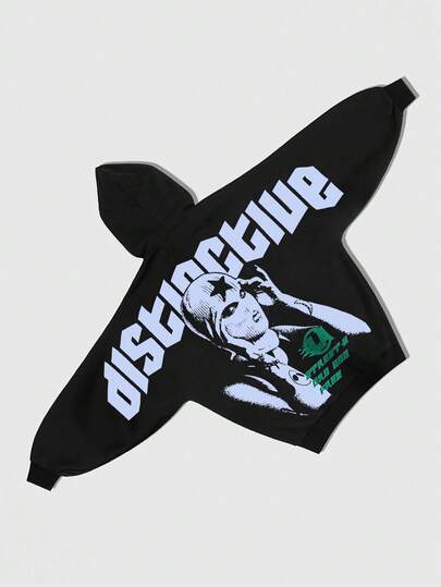 Street Life Sudadera con capucha casual para hombres con gráfico de letra y retrato, adecuada para uso diario en primavera/verano