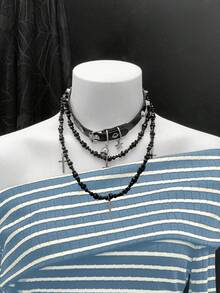 EgrlEra 女式时尚黑灰条纹长袖连衣裙 - 彩色 - 查看 5