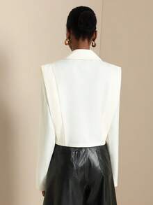 SHEIN Veneréa Camisa elegante de solapa sin mangas con parches, manga larga y botones metálicos