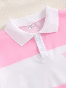 SHEIN Explorewe 青少年女孩运动休闲拼色长袖上衣和迷你裙套装，秋季 - 粉色 - 查看 4