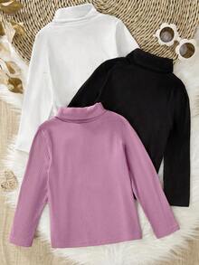 Elladie kids Mädchen Kleinkind Rollkragen Strick Unterhemd, weicher und bequemer Strickstoff, Rollkragenkonstruktion schützt effektiv den Hals der Mädchen vor Kälte, einfaches und klassisches Design passend für verschiedene Lagen und Oberbekleidung, geeignet für den täglichen Lässig-Trag, Outdoor-Aktivitäten, Herbst/Winter Saison