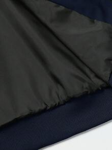 Manfinity Roghcode 男士休闲美式街头风字母印花拉链连帽长袖外套，适合春秋季日常通勤 - 藍色 - 查看 8