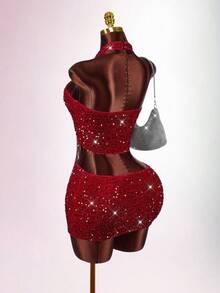 Amplova 2 chiếc áo yếm nhung thêu sequin cho nữ có viền tua rua, gợi cảm, thích hợp mặc nhiều lớp khi dự tiệc, gợi cảm và dễ thương - Nhiều màu - Xem 9