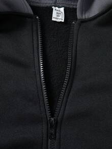 SHEIN 两件套儿童/青少年男童休闲日常舒适印花连帽卫衣和宽松运动裤套装，适合生日派对、晚宴、演出、婚礼、洗礼、开幕式等场合，日常穿着舒适，适合上学、旅行和运动，秋冬季舒适百搭。 - 藏蓝色 - 查看 5