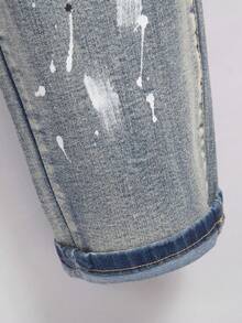 Manfinity Homme 男士休闲时尚做旧浅蓝色水洗紧身牛仔裤 - 淺色水洗藍 - 查看 8