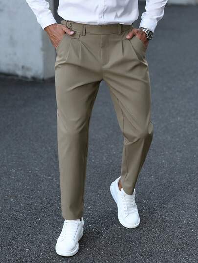 Manfinity CasualCool 男士纯色褶皱口袋直筒休闲裤