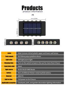 1PC/2PCS Solar Powered Wall Light With 8/10LED, Royal Castle Design, For Villa Outdoor Landscape, Waterproof Ambience Wall Decoration For Terrace And Patio, Up & Down Lighting Garden Decor - Multicolor - Ver 9