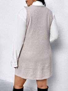 EMERY ROSE Plus Size Women V-Neck Sleeveless Solid Color Casual Minimalist Knit Dress