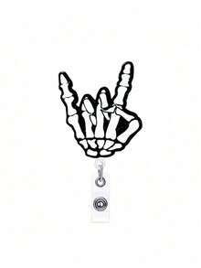 1个/3个“我爱你”骷髅手护士证件卷轴夹可伸缩证件夹放射科X光趣味证件卷轴可伸缩护士鳄鱼夹证件礼品ID姓名卡，证件卷轴，证件夹，ID证件夹，趣味证件卷轴，证件夹，万圣节 - 彩色 - 查看 7