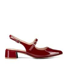 WEIDE Zapatos de tacón medio destalonados para mujer – Punta fina con metal, elegantes y cómodos, ideales para oficina y eventos sociales - Burdeos - Ver 3
