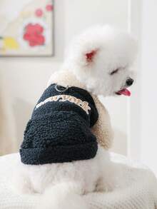 PETSIN 宠物服装一件，猫狗适用，冬季加厚保暖外套，纽约黑色刺绣休闲装 - 黑色 - 查看 7