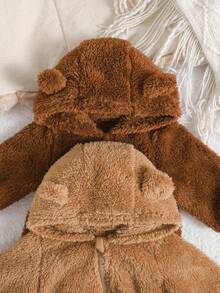 Cozy Pixies 新生女宝宝保暖连帽长袖连体衣两件套 - 彩色 - 查看 4