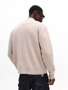 SUMWON Cárdigan con cremallera y cuello alto para otoño e invierno - Caqui - Ver 2