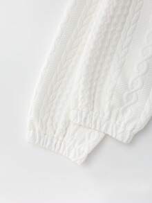 SHEIN PETITE CURVE 大码女式提花梭织卫衣，休闲风格，日常必备时尚单品，简约优雅 - 白色 - 查看 4