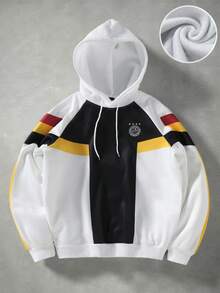 Aesthetic Post 美学帖——男士插肩袖撞色休闲套头连帽衫，纽约男士连帽衫，黑白男士连帽衫，撞色男士连帽衫 - 彩色 - 查看 2