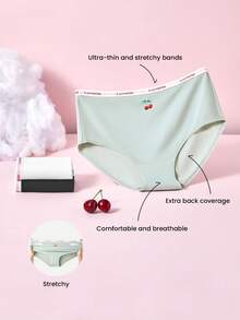 LUVLETTE Plus 3条装柔软纯棉高腰三角裤女士内裤套装 - 樱桃圣诞新年睡衣款式 - 彩色 - 查看 4