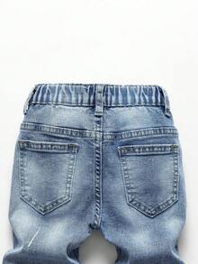 SHEIN 男童中度水洗弹力腰牛仔裤 - 水鴨藍 - 查看 6