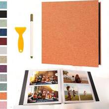 1pc Self-Adhesive Scrapbook Album With Magnetic Pages, 4x6, 5x7, 8x10 Photo Album, Drawing Book With Metal Pen, Suitable For Gift, Family, Wedding, 11x10.6 Inches, 40 Pages, White Gifts Birthday Graduation - Multicolor - View 8