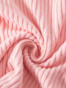 Elladie kids 2pcs/Set Young Girls Pink Textured Long Sleeve T-Shirt And Textured Button Skirt - Pink - View 3