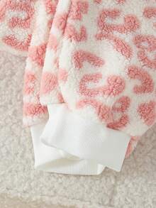 SHEIN 2 件套年轻女孩舒适豹纹长袖上衣和裤子睡衣套装，秋冬 - 粉色 - 查看 7