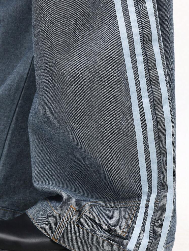Wide Leg Jeans With Side Stripes