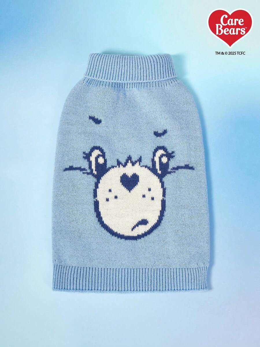 Care Bears X PETSIN 1 件圣诞宠物猫狗通用绿色钻石网格麋鹿雪花可爱图案提花针织弹力舒适狗圣诞毛衣 - 彩色 - 查看 1