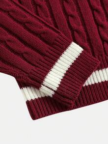 SHEIN Tween Girl Simple Solid V-Neck Long Sleeve Sweater, Casual Daily Wear, Autumn/Winter Long Sleeve Top, Collegiate V-Neck Long Sleeve Sweater, Embroidered Sweater Red Sweater Kids Tween Matching Set Knit Uniform Girl Sweaters Tween Girls Sweater Girl Maroon Outfits