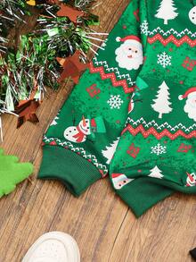 SHEIN Baby Boy Christmas Santa Claus Print Crew Neck Sweatshirt, Casual For Autumn/Winter - Multicolor - View 8