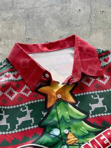 AXEPEAK Áo sơ mi nam in hình ông già Noel cài nút phía trước, mặc thường ngày, mùa thu - Nhiều màu - Xem 6