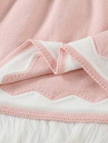 SHEIN Baby Mädchen gerüschter Kragen Langarm gestricktes Sweaterkleid, elegantes besticktes Design, bequem für Herbst/Winter, vielseitig für Alltag, Zuhause, Ausflüge, Reisen, Schule, Kinderbetreuung, Rosa - Pink - Übersicht 8