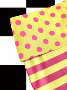 Y2Kool Annarte 亮黄色、撞色、条纹、波点、Y2K、街头风、休闲女式短裤，适合秋季、冬季、夏季、度假、聚会、派对、日常穿着 - 彩色 - 查看 3