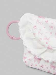 ROMWE Kawaii Monedero portátil mini con lazo de encaje blanco, patrón de cerezas, estuche para auriculares 1101550 - Blanco - Ver 5