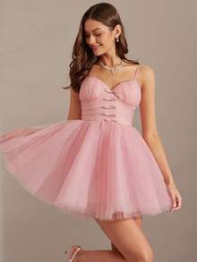 Enchnt Rochie mini romantică roz, de prințesă, cu papion, perfectă pentru toamnă și iarnă. Elegantă și stilată, este potrivită pentru petreceri, întâlniri, sărbători, absolviri, nunți, ieșiri în oraș, Halloween, Crăciun și alte ocazii. Potrivită și pentru ținute de toamnă, costume de toamnă, carnavaluri, ținute de Revelion, rochii de bal și fuste de balet. - Roz - Vizualizare 3