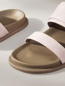 Solecia Damen Sandalen aus geflochtenem Material mit Metallschnalle, Birkenstockstil - Mauve - Übersicht 6