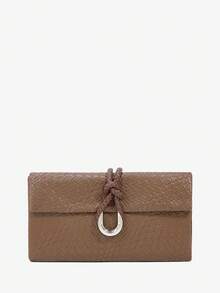 SHEIN SXY Ladies, Women Clutchs, Silver, Woven Embossed Pu, Fashionable, Elegant, Simple, Personalized, Versatile, Classic, For Commute, Office, Date, Daily, Shopping, Afternoon Tea - Brown - View 1
