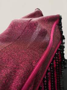 SHEIN ICON Top corto con forma de murciélago hecho de espinas de pescado para mujeres - Burdeos - Ver 4