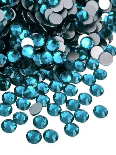 2000pcs 3-6mm Silver Flat Cape Blue Resin Rhinestones, Round Jelly Gemstones For Making Accessories Shoes, Clothes, Cosmetics, Bags, Decoration