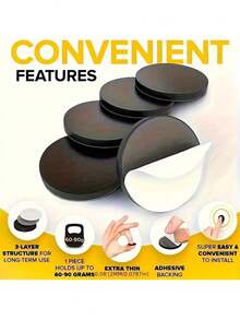 磁性圆点 - 自粘磁铁 (0.8" X 0.8") 剥离粘贴圆形工业柔性粘性磁铁片，可替代方块、贴纸、条状和胶带 (5/10/15/20/25/30/35/40/50/100 个) - 黑色 - 查看 6