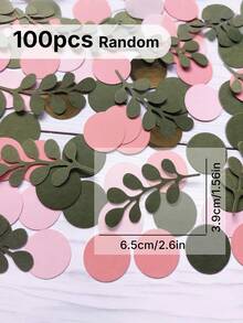 100Pcs Mixed Party Confetti Natural Table Scatter, Country Wedding Bridal Shower Decor, Graduation Birthday Party Supplies, Classroom Activity Ins Style Water Color Paper, Creative Craft Materials For Holidays Celebration - Pink round - View 4