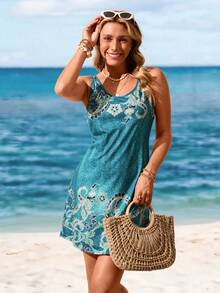 Sylviya Women Summer Casual Paisley Print Camisole Dress Suitable For Going Out Chic Dress - Multicolor - View 1