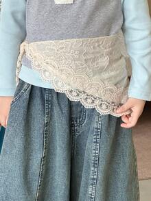 Dazy Kids Young Girls Lace Coverup Skirt - Apricot - View 5