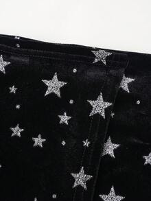 Maija Kids 年轻女孩黑色天鹅绒星星闪光休闲迷你裙 - 黑色 - 查看 4