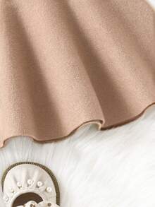 SHEIN Dziewczęca sukienka sweterkowa w jednolitym kolorze - Kolor khaki - Zobacz 4