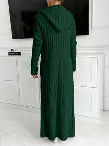 SHEIN Maxi Hoodie Cardigan And Dress Knit Set