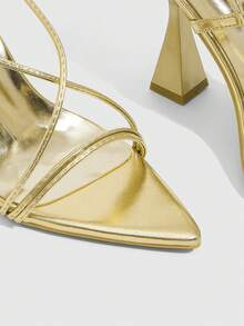 CUCCOO SZL Women's Fashionable And Elegant Heeled Sandals For Commuting Valentine's Day - Gold - View 5