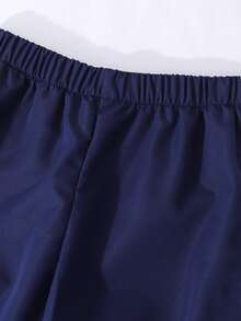 SHEIN Sparklyn Girls' Casual Versatile Outfit Set, With White Letter Embroidery On Front, White Ribbon Bow On Sleeve & Pant Sides, Elastic Cuffs & Hem, Suitable For Autumn/Winter Outings, Can Be Paired With T-Shirts & Long Sleeves