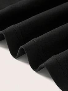 SHEIN Essnce 休闲简约蝴蝶月亮图案落肩长袖女式T恤，适合秋冬季 - 黑色 - 查看 5